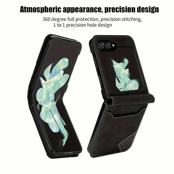 Lommebokdeksel kompatibelt med Z Flip 6 5 4 3, telefondeksel med kortholder og skjøtedesign