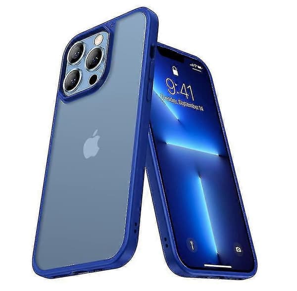 Chronus designet for iPhone 13 Pro-deksel 2021 [støtsikker Mil-grade beskyttelse] Frostet hard PC, blå