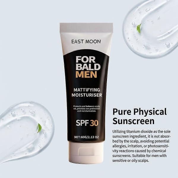 Hode Solkrem Fuktighetskrem SPF 30 | Mattende Ansikts- og Hodebunnslotion for Menn, UVA/UVB-beskyttelse