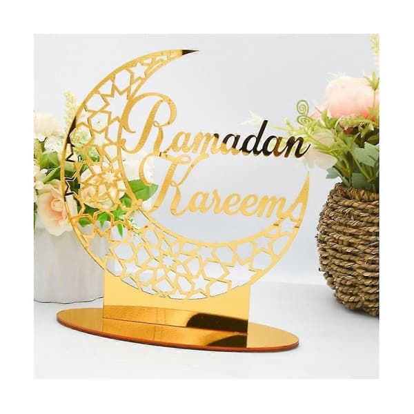 1 stk. akryl Eid Mubarak borddekorasjon, Ramadan Måne Nattlys, Ramadan Mubarak dekorasjon, Mo