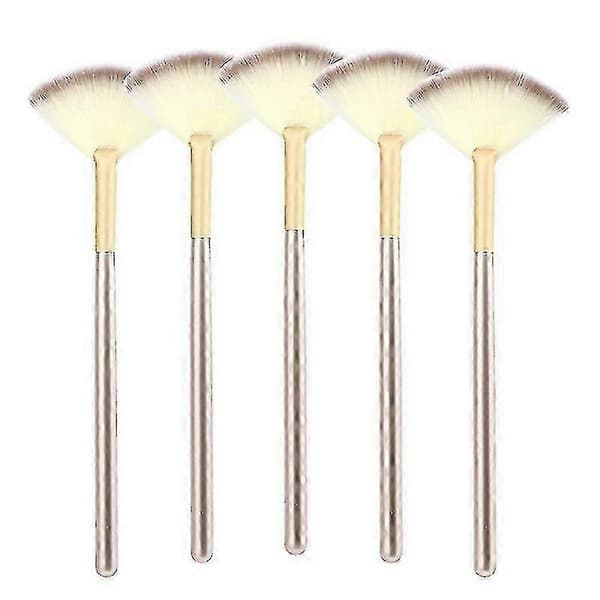 5-delt vifte makeupbørste til foundation, maske og blush påføring