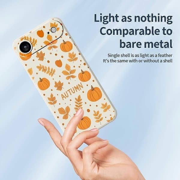 Til iPhone 17 Air Cover Efterårstema Mønstertryk Lige Kant TPU Telefon Bagcover - Beige