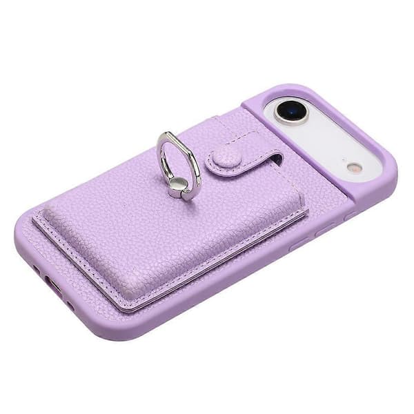 Kompatibel med iPhone 17 Air Cover med ringstativ, kortpladser, læderbagside