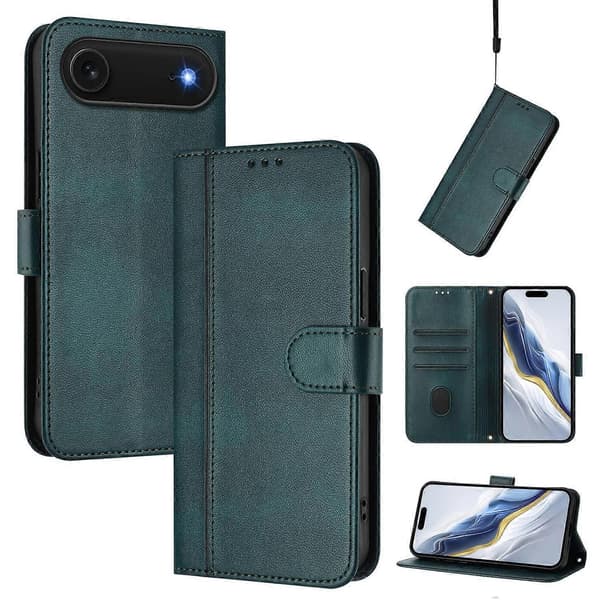 Til iPhone 17 Air Covers Pung Stativ Retro Tekstur Læder Telefoncover med Snor