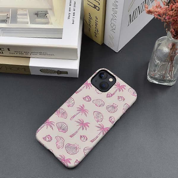 1 stk. Shell Palm Tree Beach telefoncover, til iPhone 13 til piger og kvinder