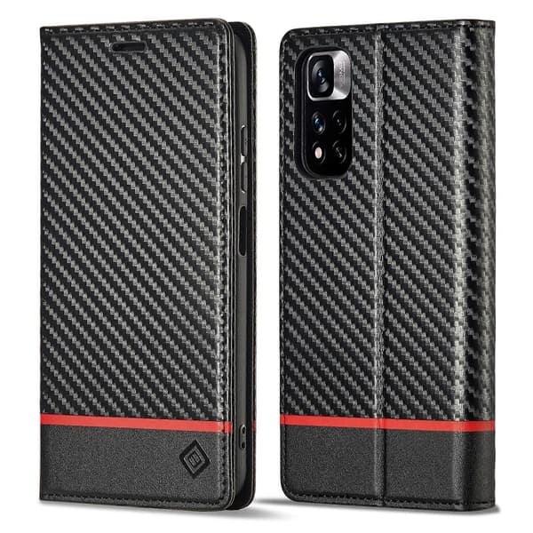 För Xiaomi Redmi Note 12 Pro 4G Global LC.IMEEKE Kolfiberläder Telefonfodral