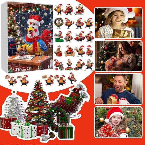2025 Jule-nedtælling Blind Box Jule-kylling vedhæng Juletræskalender Blind Box