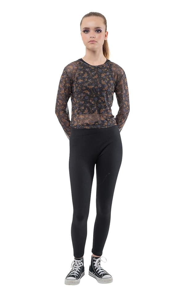 Nightmare Before Christmas Mesh-top med Pumpkin King-print, cropped til piger og kvinder