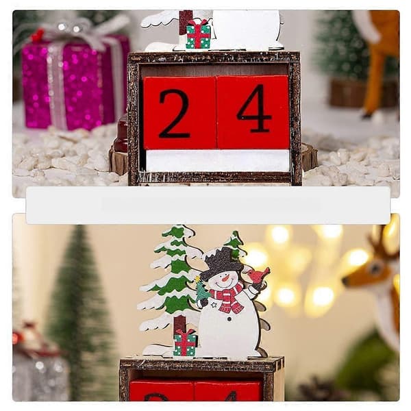 Snemand julekalender i træ til dekoration, 4 sæt bordkalender