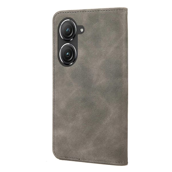 För Asus Zenfone 9 Hudkänsla Splitsat Läder Telefonfodral (Grå)