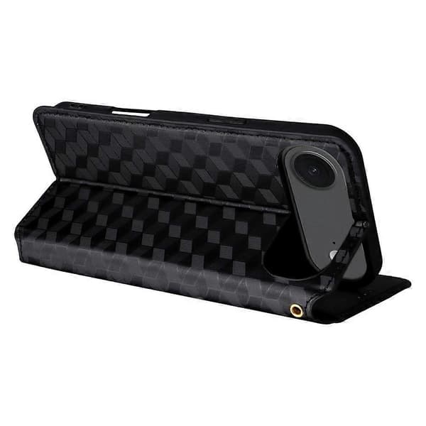 Kompatibel til iPhone 17 Air Case Pung Rhombus Præget Læder Telefoncover