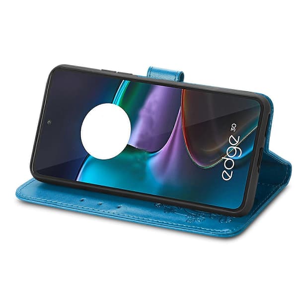 Läderfodral för Motorola Edge 30 (Blå)