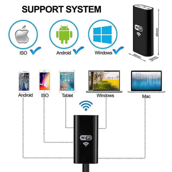 5M 8LED WiFi-endoskooppi käärme-tarkastuskamera iPhone Android iOS -laitteille