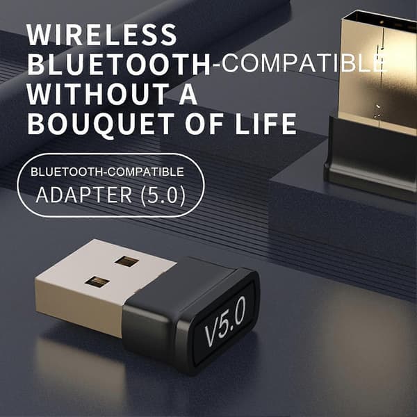 Trådløs sender Rask respons Multifunksjonell Mini Bluetooth-kompatibel 5.0 Plug and Play USB-adapterdongle for mus