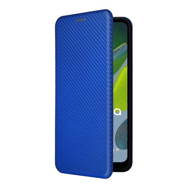 För Motorola Moto E13 4G Kolfibertextur Flip Läder Telefonfodral (Blå)