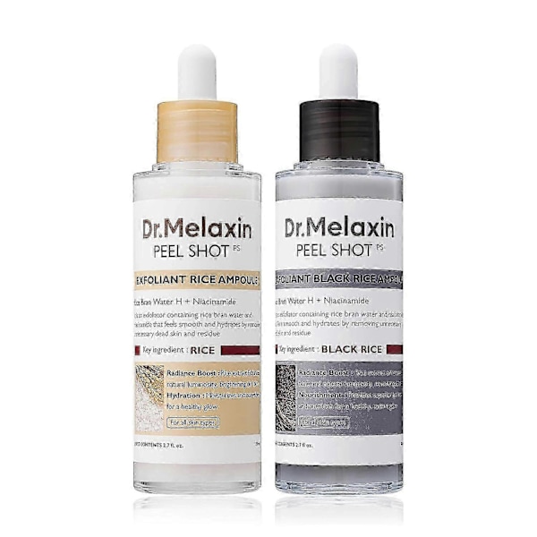 2 STK. Dr.Melaxin PEEL SHOT GLOW EXFOLIANT RIS AMPOULLE (HVID RIS/SORT RIS) 2025 (1 stk. sort ris)