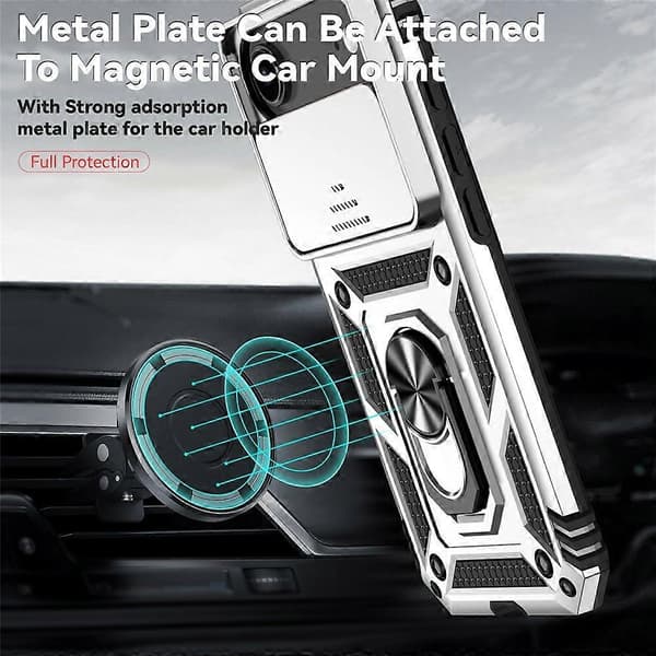 Kompatibel til iPhone 17 Air Case PC + TPU Telefoncover med linsebeskytter og stativ