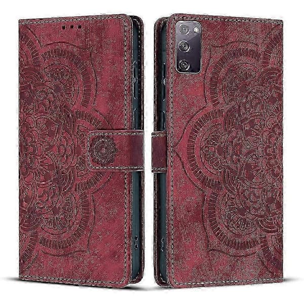Frostet læder smartphone-etui til Mandala Emed Retro (rød, til Samsung Galaxy S20 FE)