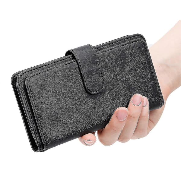 Iphone 13 Pro etui Retro Læder pung Flip Magnetisk Cover 10 Kortlommer - Sort