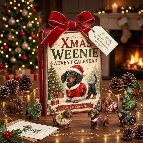 Gravhund Julekalender PVC 3D Figurer Jule-nedtælling Hundeelskere