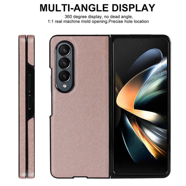 Krydsmønster foldbart etui til Samsung Galaxy Z Fold4 (rødguld)