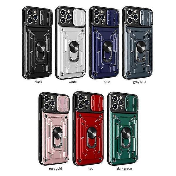 For iPhone 13 Pro Skyvbar Camshield Korttelefonveske (hvit)