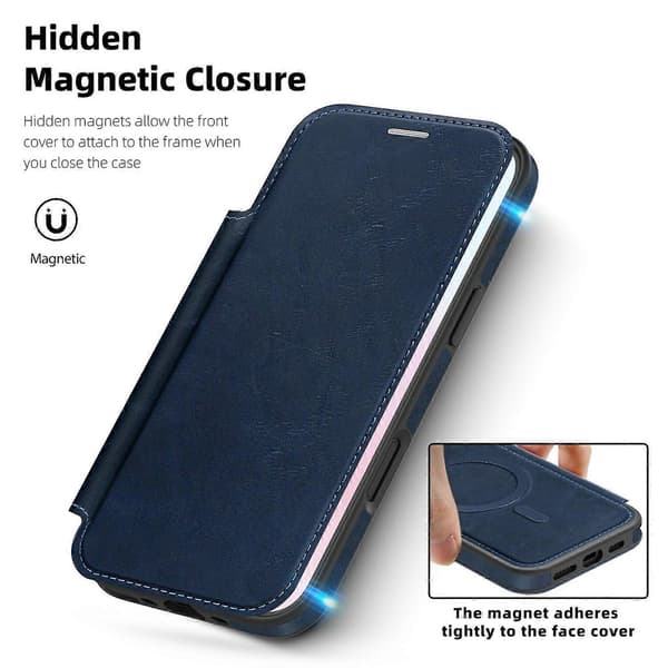 For iPhone 17 Air Case Compatible with MagSafe RFID Blocking Card Holder Leather Phone Case