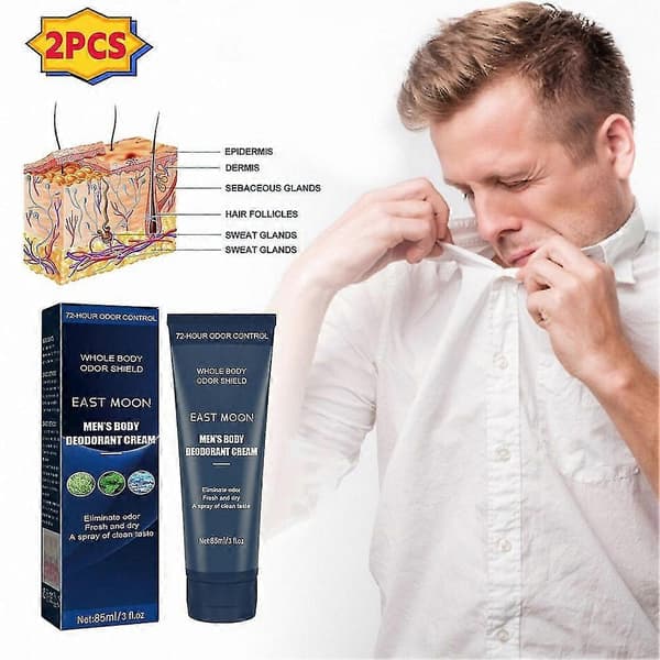 Fresh & Dry Deodorantkräm för män, 2-pack, Hudvänlig, Helkroppsluktkontroll, Skonsam formula