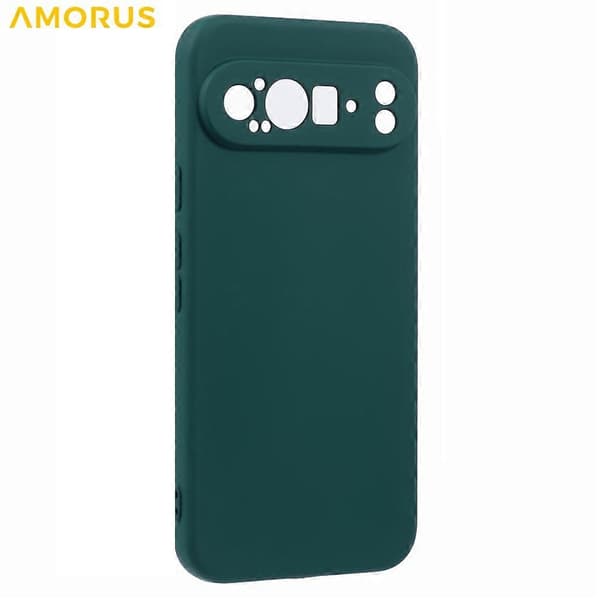AMORUS Kompatibelt Skal för Google Pixel 9 Pro XL, Exakta Utskärningar, TPU-Fiberfoder, Stöttåligt Telefonskal (Turkos)