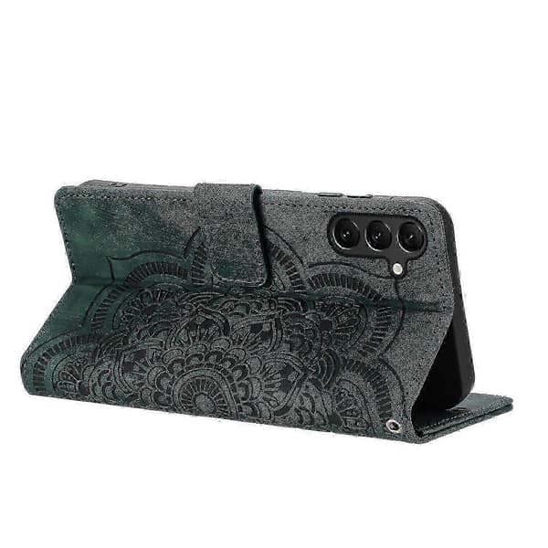 Frosted læder smartphone-etui til Mandala Emed Retro (grøn, til Samsung Galaxy S25 5G)