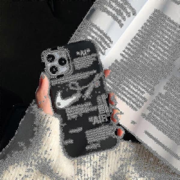 For iPhone 13/12/11 Off-white Nike Frosted Phone Case 13pro/12pro svart+hvit