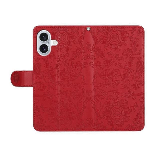iPhone 17 Blomsterpræget Læder Telefoncover