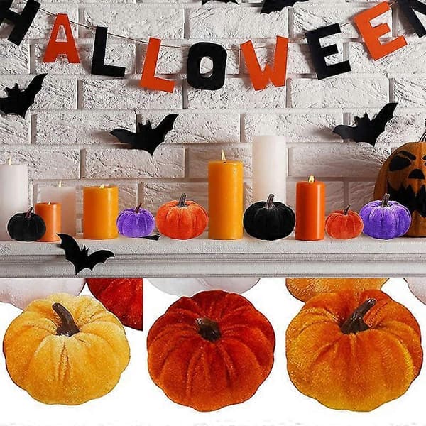5.5/8/10cm Fløjl Græskar Halloween Dekoration Blødt Skum Fyldt Simuleret Græskar Kunstigt Græskar Efterårs Pynt
