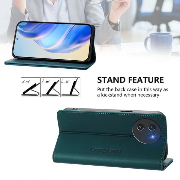 RC01 Dubbelvikt Magnetisk RFID-läderfodral med sugpropp (För DOOGEE Note 59 / Note 59 Pro)