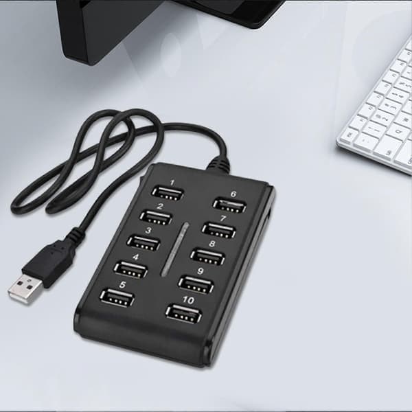 Expansion Dock High-Speed Transfer Multifunctional 10-in-1 USB2.0 Portable Splitter Cable Hub with Switch Computer Accessories