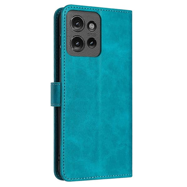 Solid kalvetekstur flip læder telefoncover (til Motorola Edge 50)