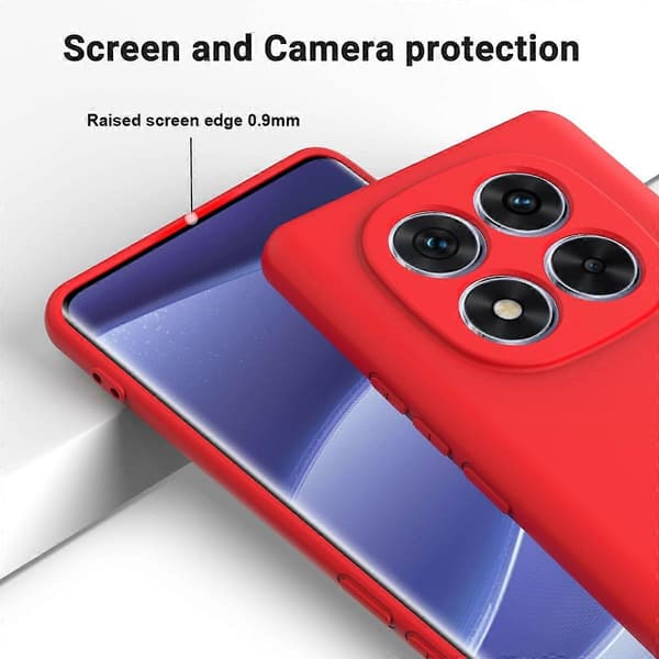 Solid Färgad Flytande Silikon Fallsäkert Fulltäckande Mobilskal (Röd, För Redmi Note 14 Pro+ 5G)