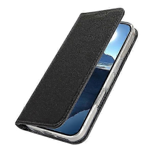 Magnetiskt vikbart telefonfodral för iPhone 16 PU-läder med silkestextur och kortplats