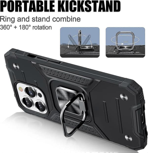 iPhone 13 Pro etui, iPhone 13 Pro ultratyndt blødt bumper etui med usynlig ringholder til iPhone 13 Pro, sort
