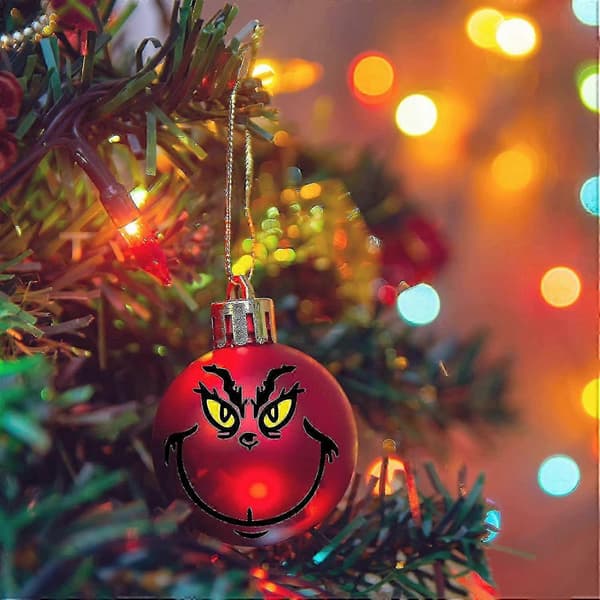 10 stk. julestickers, Grinchen-klistremerker til jul, DIY-ansiktsklistremerker til juletrekuler