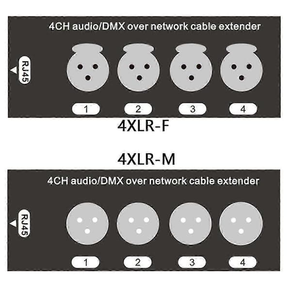 4-kanals 3-bens XLR lyd- og netværkskabeludvider, hun