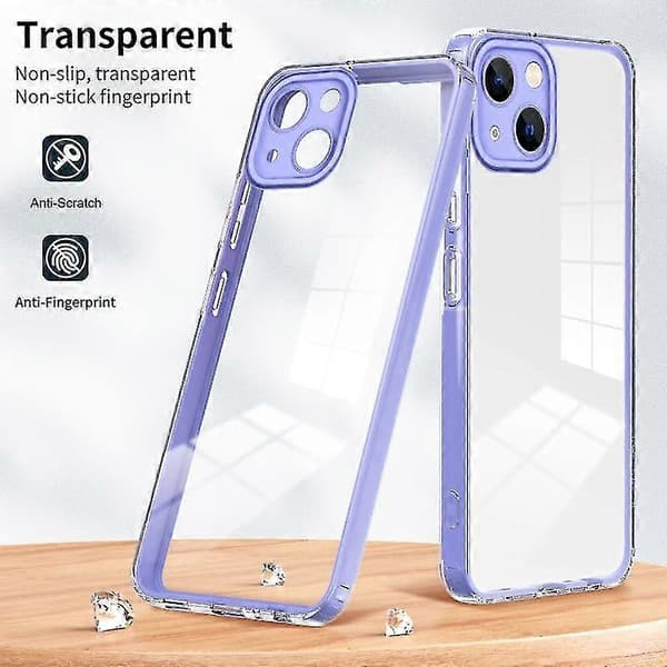 Til iPhone 13 3 i 1 Klar TPU Farve PC Ramme Telefoncover (lilla)