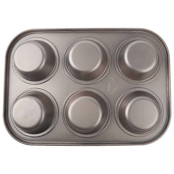 Bageform til chokoladekage og muffins i kulstofstål med 6 rum og non-stick belægning