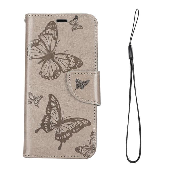 Plånboksfodral för Iphone 12 Pro PU Läder Plånboksfodral med Kreditkortsfack (Grå)