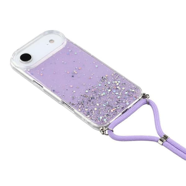 Kompatibel med iPhone 17 Air-deksel Søt Glitrende TPU Epoxy Telefondeksel med Snor