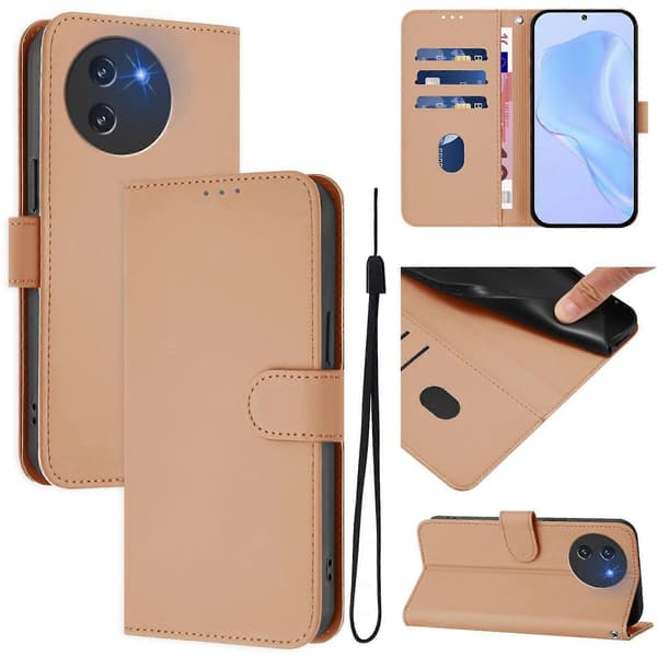 Hudkänsla Enfärgat Läder Telefonfodral med Snodd (För Doogee Note 59 / Note 59 Pro)
