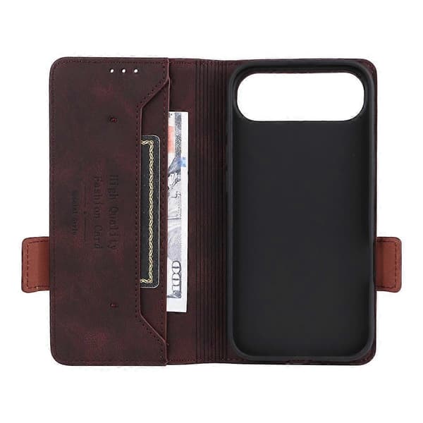 Kompatibel til iPhone 17 Air Case Læder Pung Flip Telefoncover Med Hardware Dekor