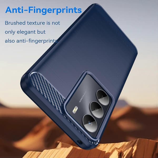 Kolfiberborstad textur TPU-telefonfodral (Blå, för Realme V70)