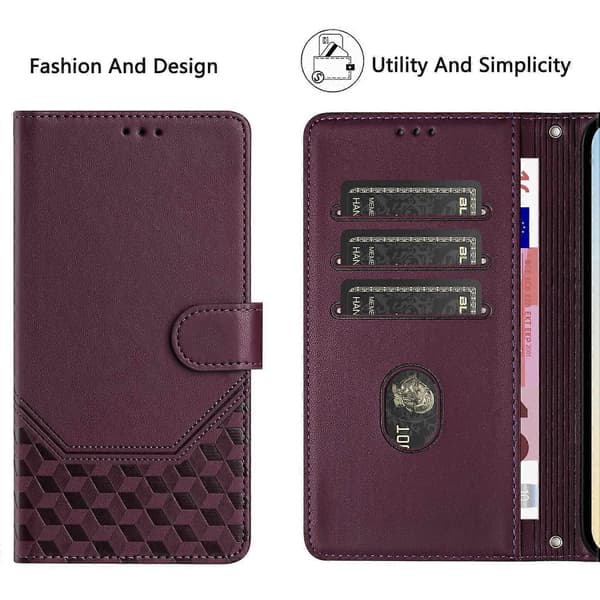 Til iPhone 17 Air Etui Præget Honeycomb RFID Blokerende Læder Telefoncover med Rem