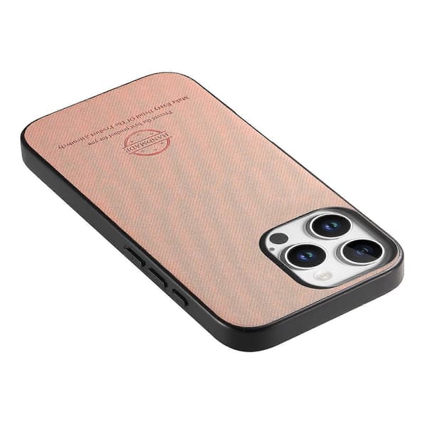 För iPhone 16 Pro Läder Telefon Baksida med Tygtextur